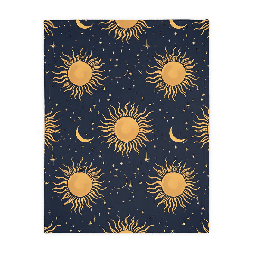 Sun Moon Stars Velveteen Microfiber Blanket (Two-sided print)