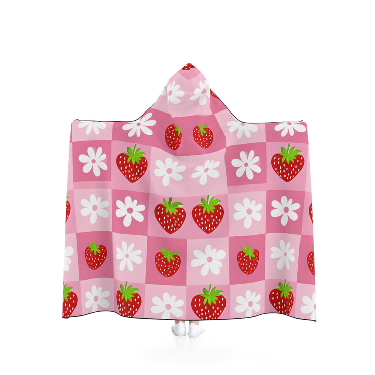 Cozy Strawberry Hooded Blanket - Perfect for Relaxing, Gifts for Her, Home Décor, Slumber Parties, Picnics, Kids' Sleepovers