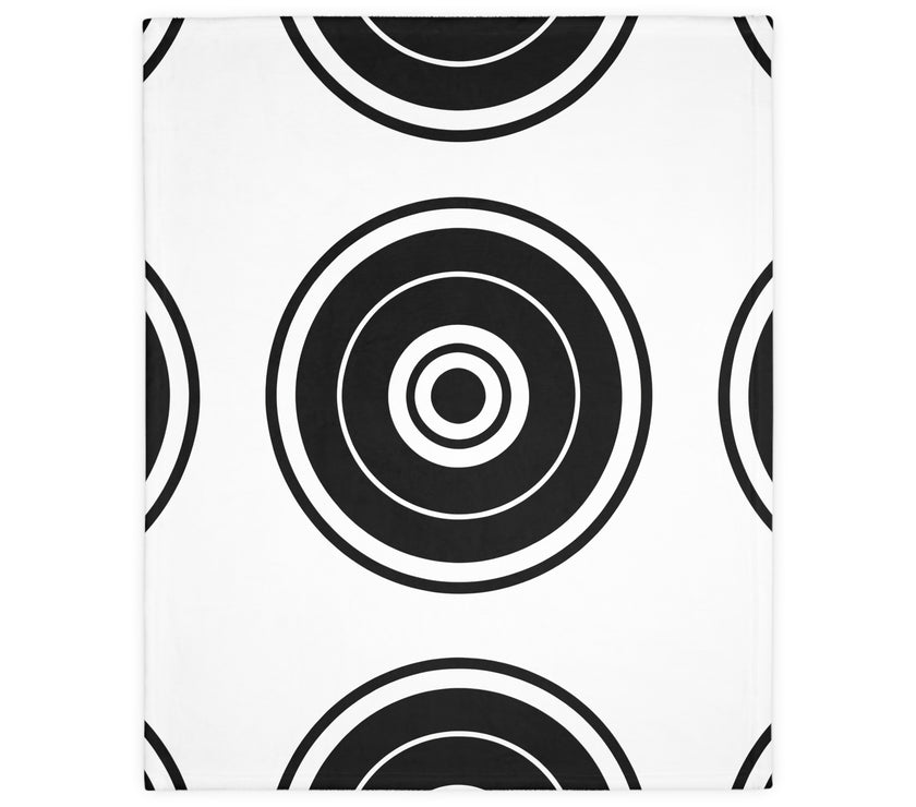 Black and white Circle Pattern Velveteen Microfiber Blanket (Two-sided print)