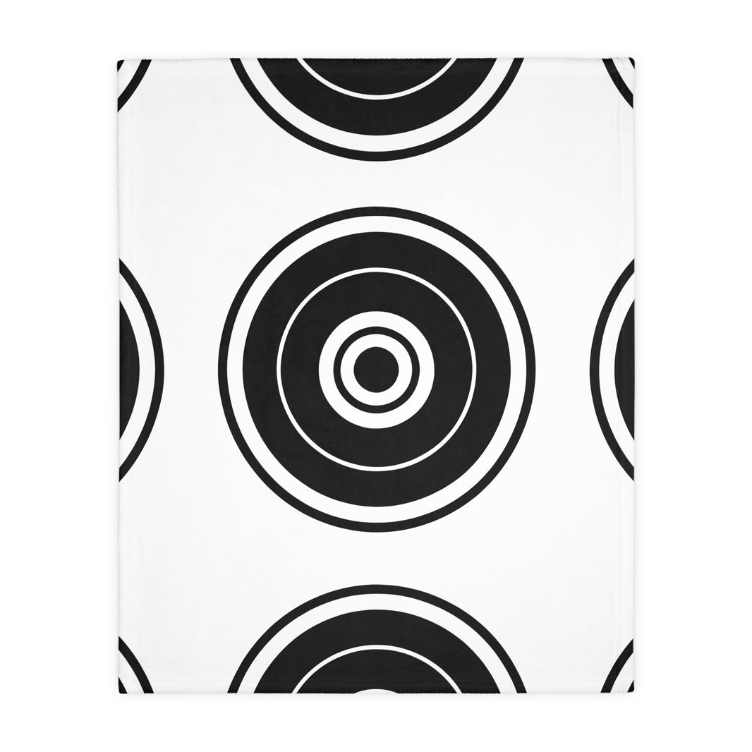 Black and white Circle Pattern Velveteen Microfiber Blanket (Two-sided print)