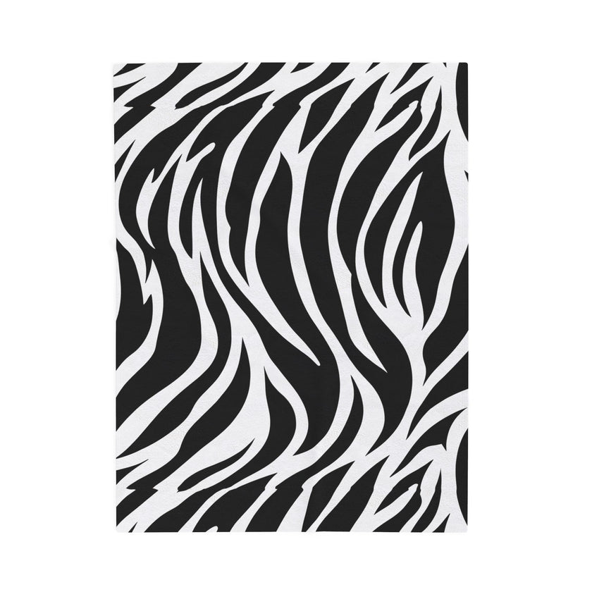 Velveteen Plush Blanket, Zebra Line Design, Cozy Throw for Home Decor, Animal Print Bedding, Safari Wildlife Lover Gift, Black and White