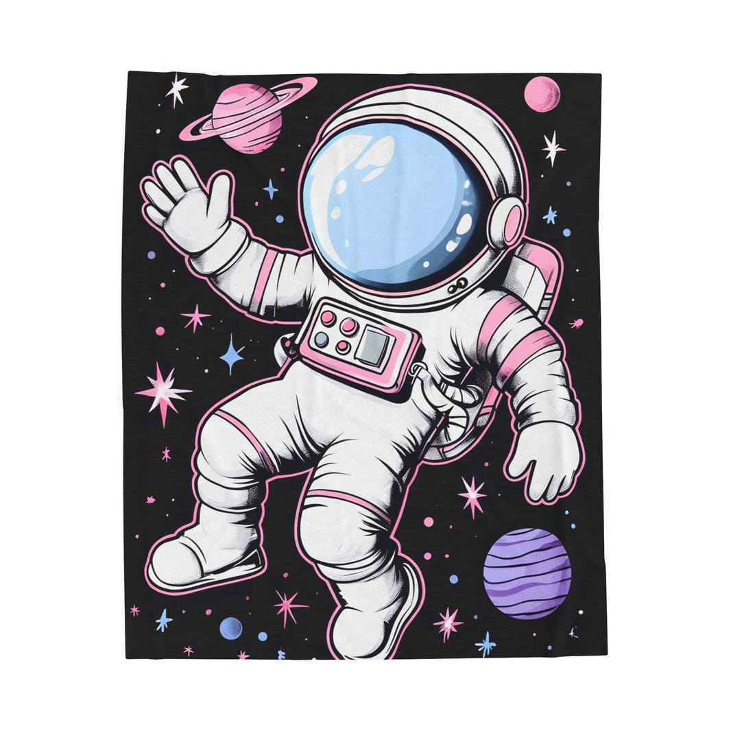 Plush Blanket, Floating Space Man Blanket, Celestial Nebula Theme, Outer Space Throw, Galaxy Bedroom Decor, Astronaut Blanket