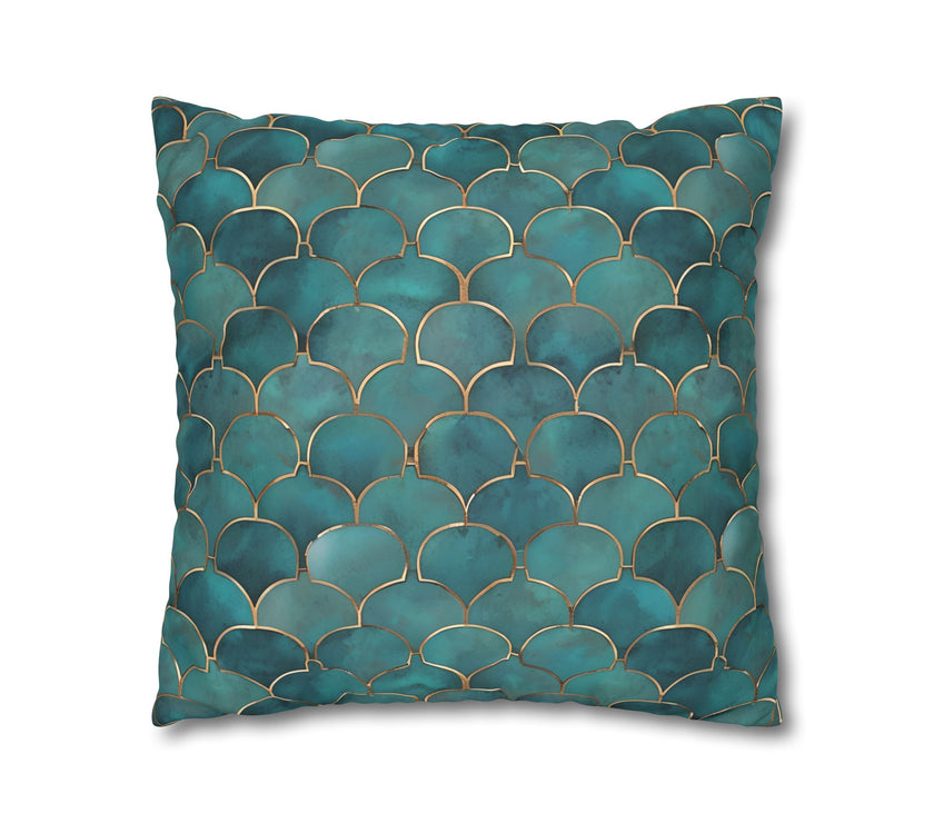 Blue/Green Faux Suede Square Pillowcase