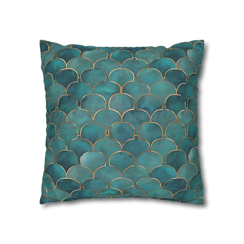 Blue/Green Faux Suede Square Pillowcase