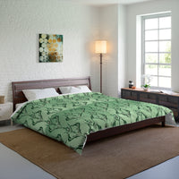 Elegant Floral Green Comforter, Cozy Bedding for Home Decor, Romantic Bedroom Set, Stylish Bed Cover, Gift for Housewarming