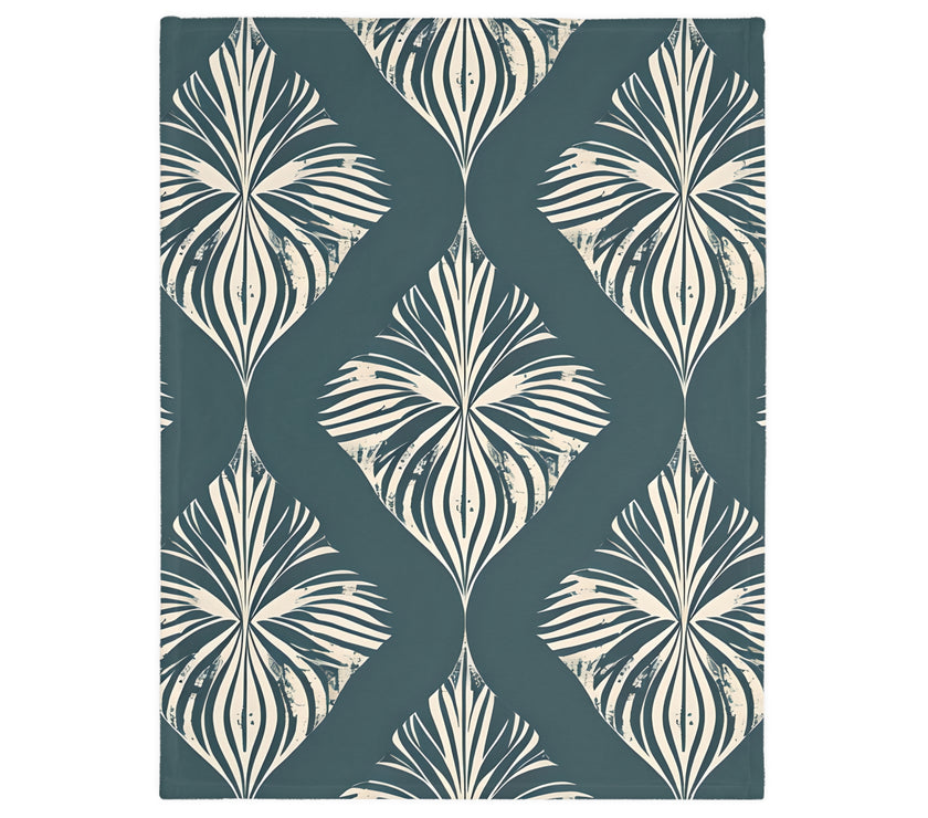 Green and White Pattern Velveteen Microfiber Blanket (Two-sided print)