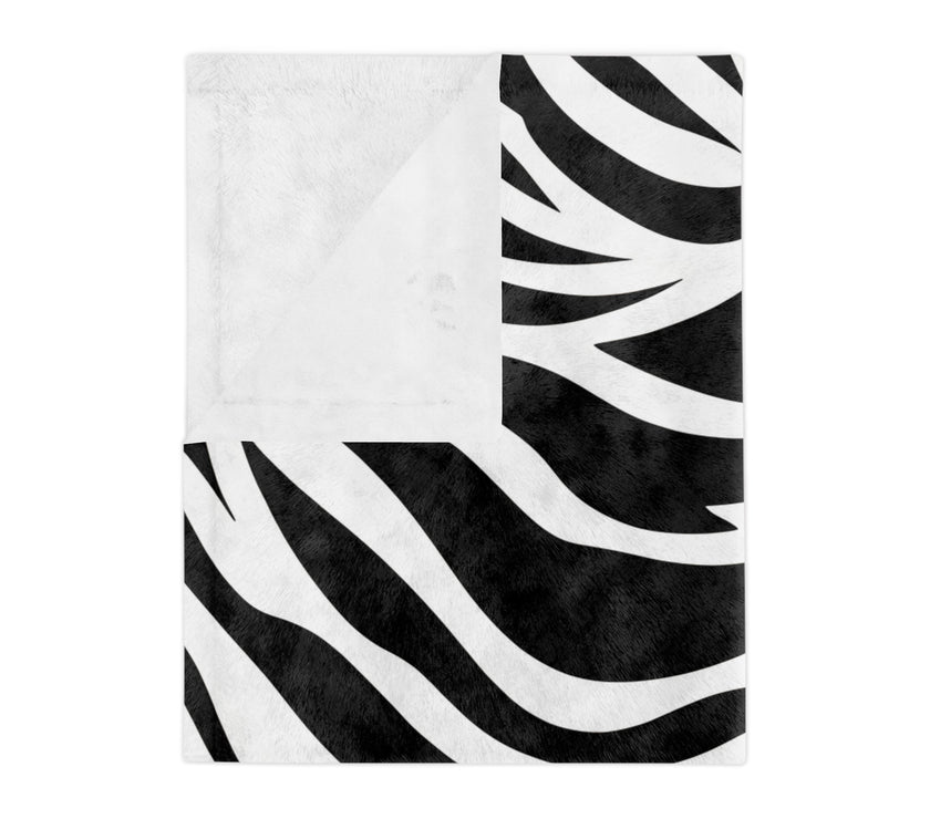 Black and White | Zebra Lines Velveteen Microfiber Blanket