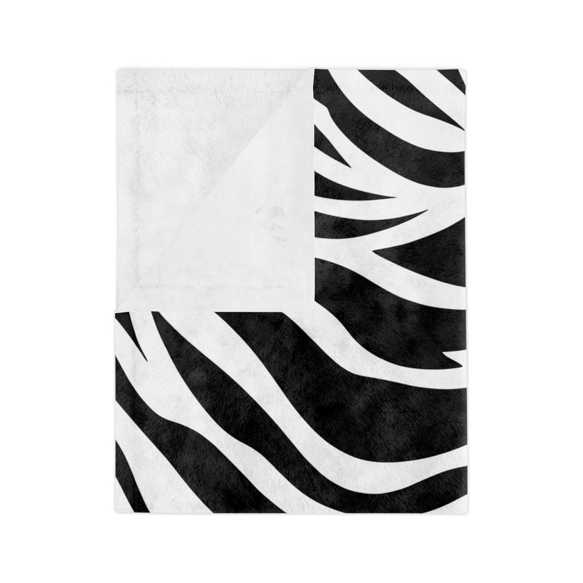 Black and White | Zebra Lines Velveteen Microfiber Blanket
