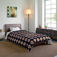 Retro Floral Comforter, Cozy Bedspread, Bohemian Bedding, Spring Decor, Flower Power Duvet, Home Sweet Home Quilt