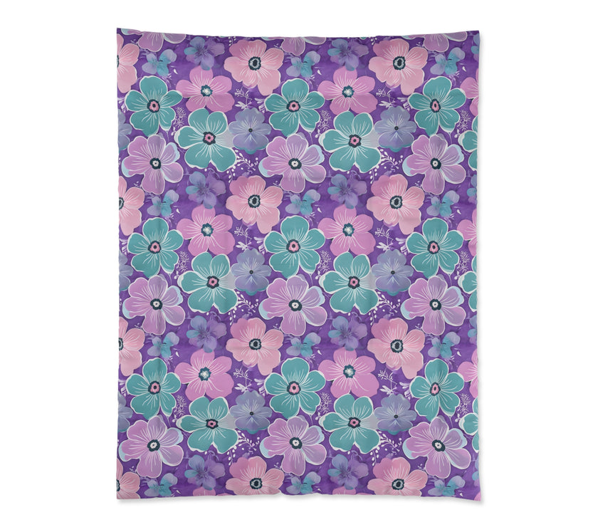Floral Oasis Comforter, Botanical Bedspread, Cozy Bedroom Decor, Flower Pattern Quilt, Ideal for Spring Celebrations
