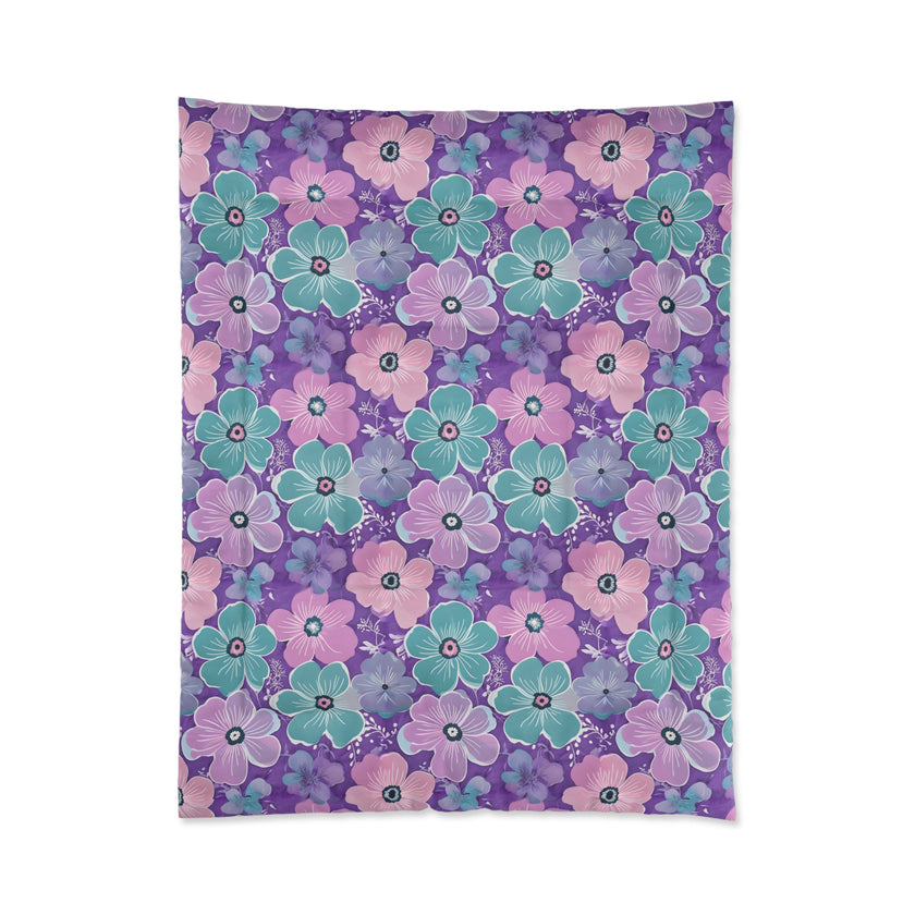 Floral Oasis Comforter, Botanical Bedspread, Cozy Bedroom Decor, Flower Pattern Quilt, Ideal for Spring Celebrations
