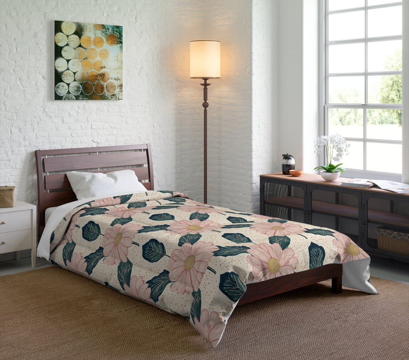 Botanical Floral Comforter - Cozy Bedding for a Relaxing Bedroom Retreat, Perfect for Spring Decor, Housewarming Gift, Boho Style, Floral
