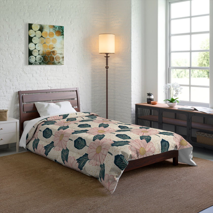 Botanical Floral Comforter - Cozy Bedding for a Relaxing Bedroom Retreat, Perfect for Spring Decor, Housewarming Gift, Boho Style, Floral