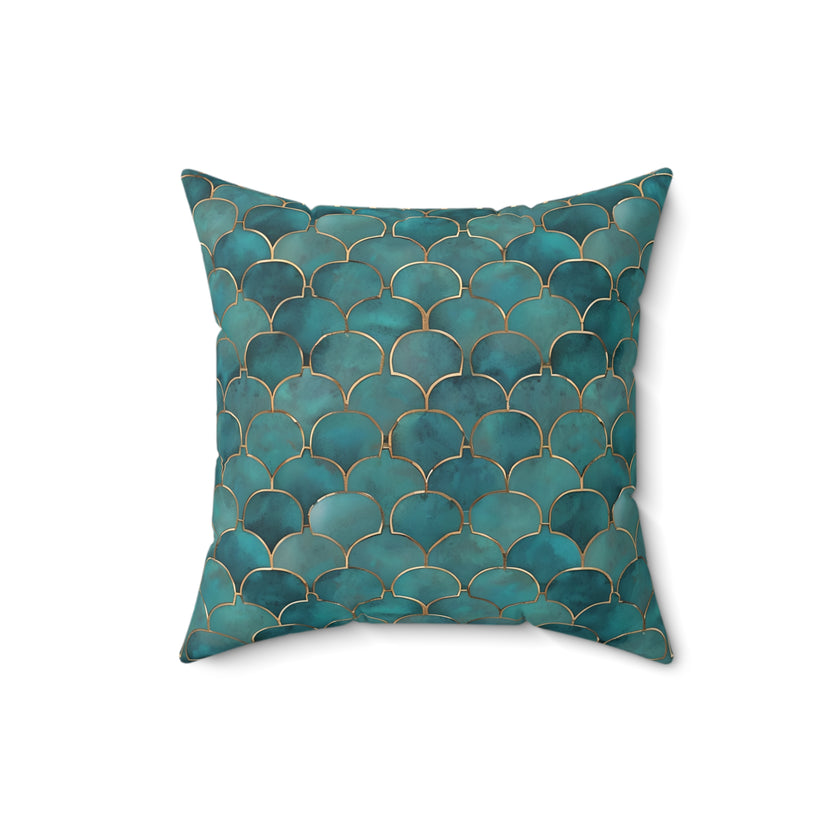 Green | Blue Faux Suede Square Pillow