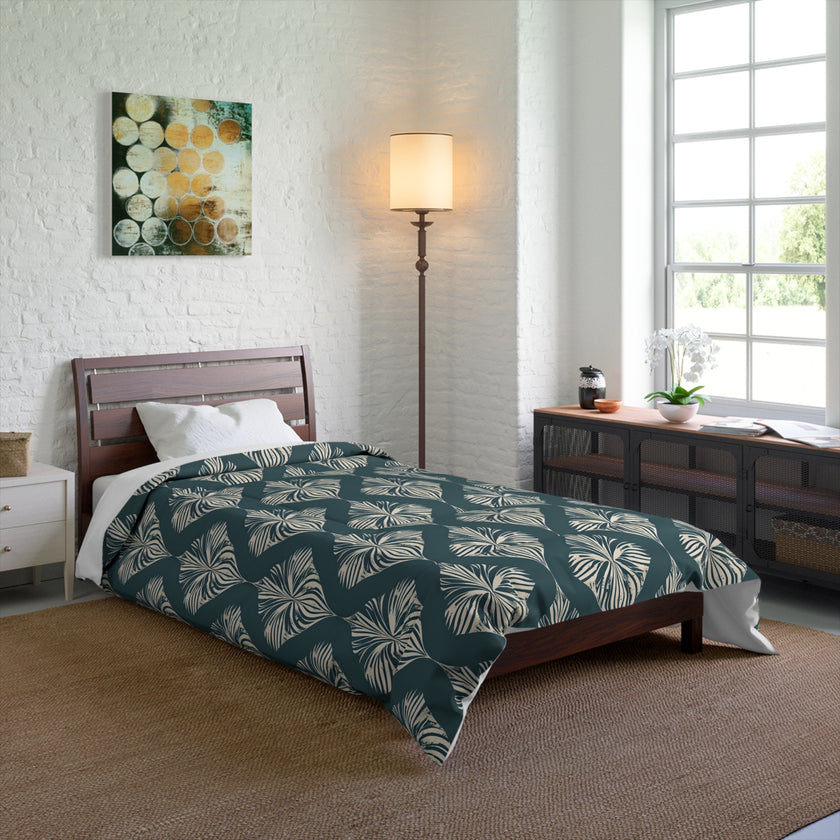 Tropical Leaf Comforter Set, Boho Bedding, Nature-Inspired Decor, Modern Bedroom Essentials, Gift for Nature Lovers, Tropical Vibe Home