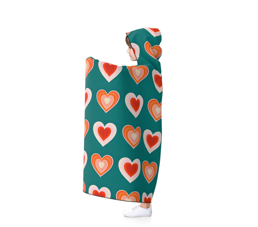 Cozy Heart Pattern Hooded Blanket  Soft and Warm Pullover Throw for Home, Valentines Day, Gift, Love