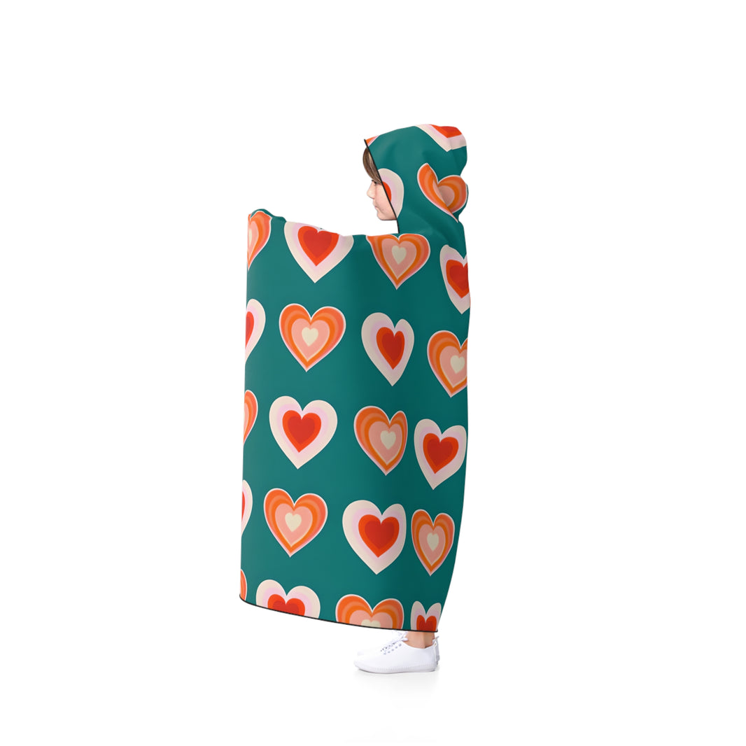 Cozy Heart Pattern Hooded Blanket  Soft and Warm Pullover Throw for Home, Valentines Day, Gift, Love